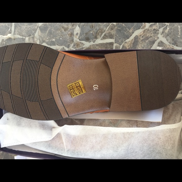 NWT Mens formal slip on leather lining cognac tan dress shoes - Picture 8 of 10